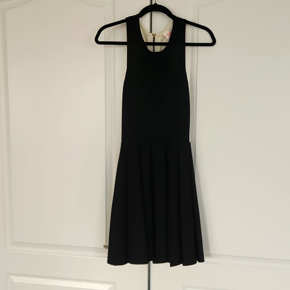 Black dress with white cut out back